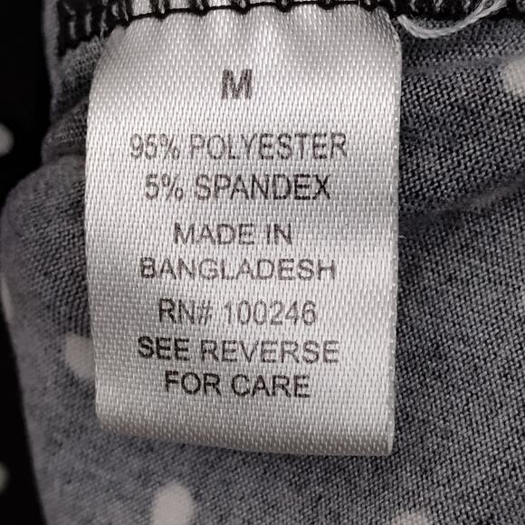 Joan Vass Pajama Tops Size Medium Black and White Polka Dot Button Down - Picture 7 of 8